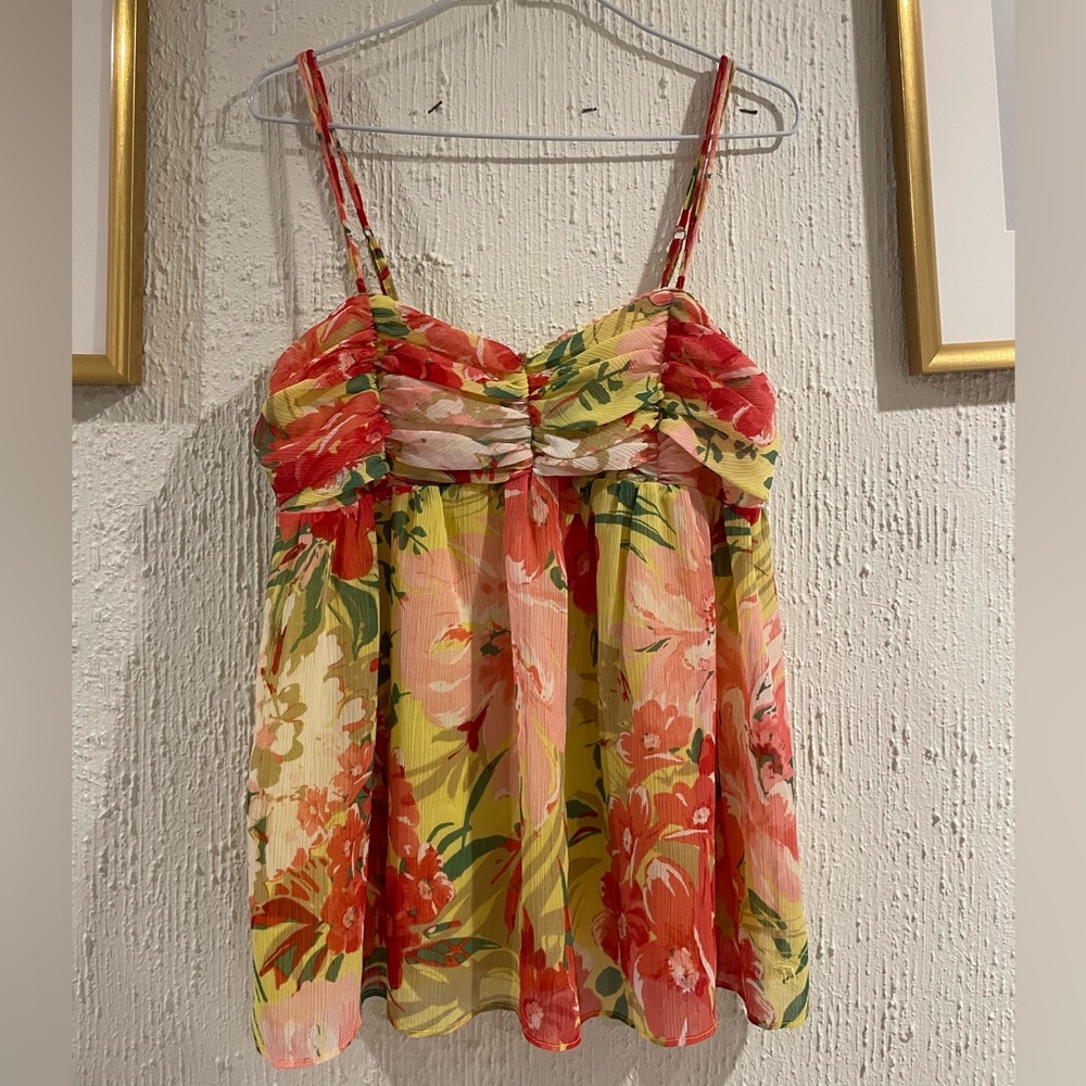 Abercrombie & Fitch Red and Green Floral Camisole